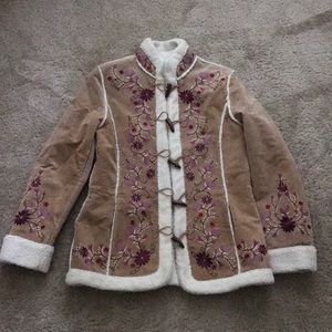 EUC embroidered (real!) suede parka